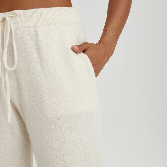 NWT NEW NAP LOUNGEWEAR $399 Straight Cashmere Pants IVORY MEDIUM - Picture 3 of 11